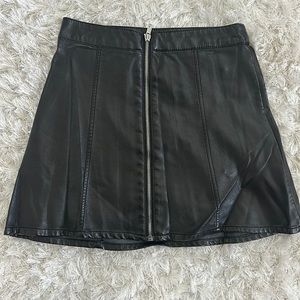 Black mini leather skirt